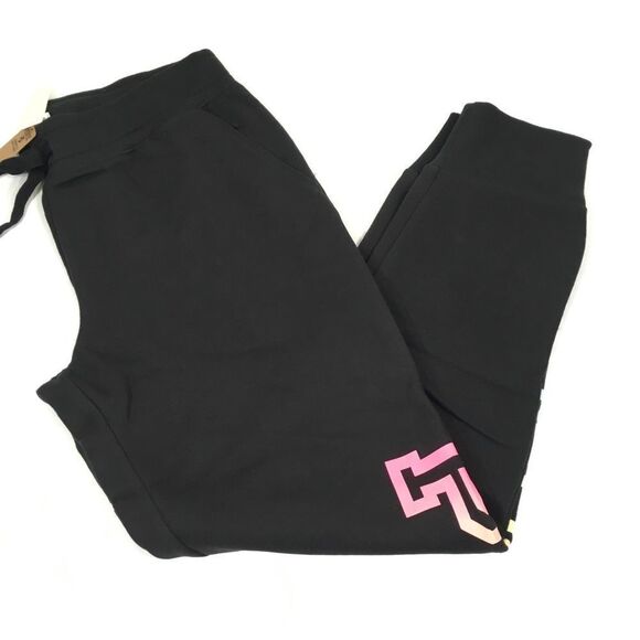 NWT VS‎ PINK EVERYDAY LOUNGE SKINNY JOGGER SWEATPANTS BLACK/RAINBOW LOGO PRINT - Picture 6 of 14